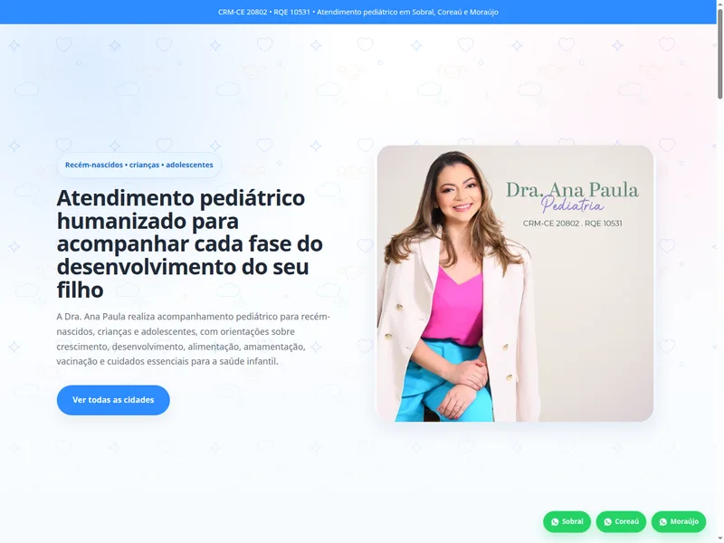 Landing Page da Dra. Ana Paula Oliveira, pediatra