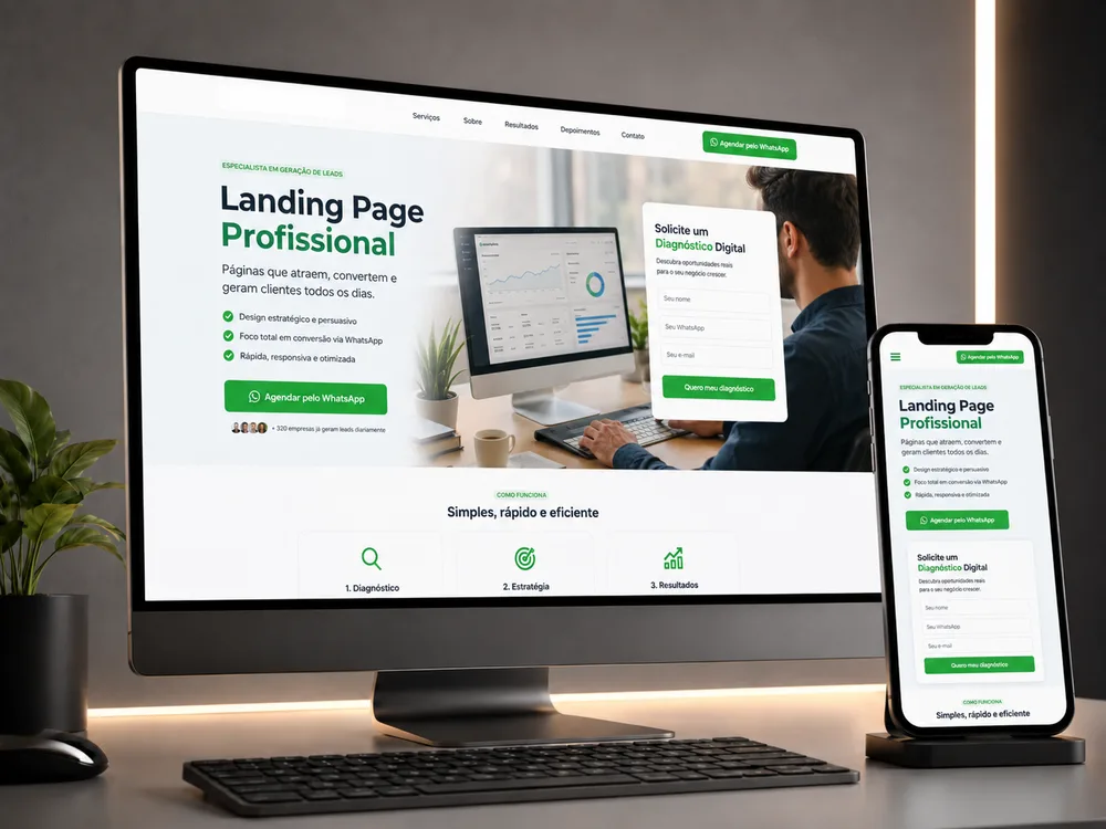 Mockup de Landing Page criada para captação de clientes